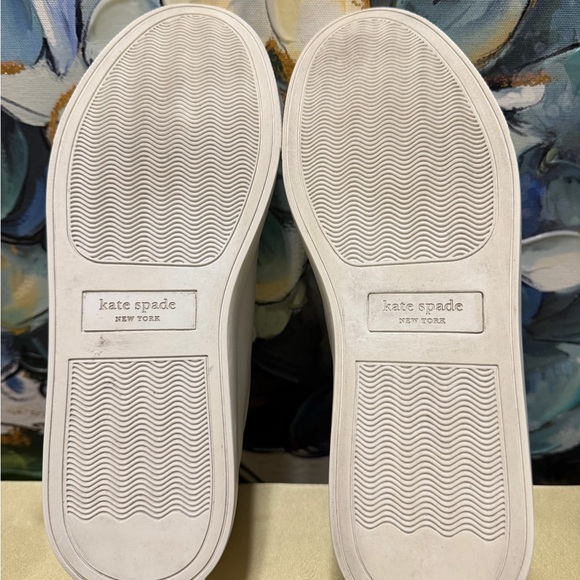 Kate Spade Fez Signature Leather Low Top Sneaker Optic White Black Size 7.5 - Picture 8 of 8